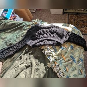 Black Crochet Halter Top